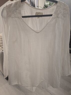 Current/Elliott White Gauze Peasant Blouse